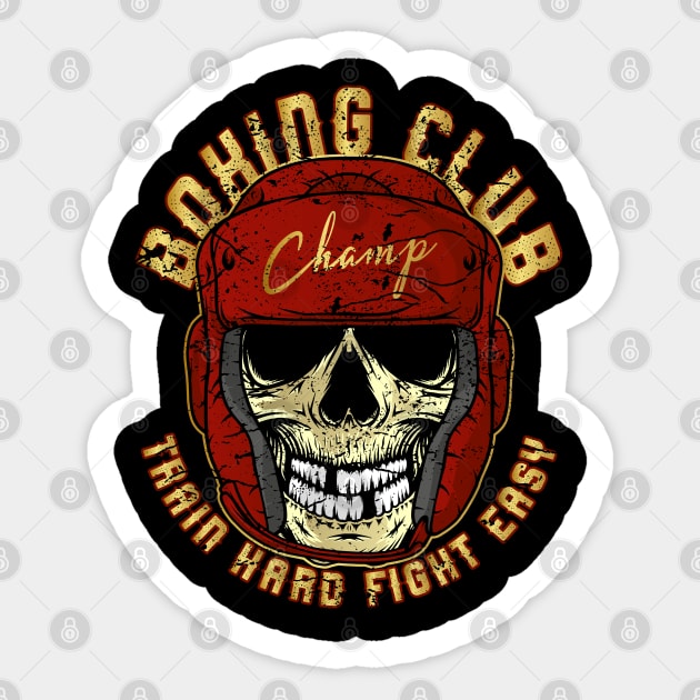 Boxing Club Skull Train hard fight easy Sticker by RockabillyM